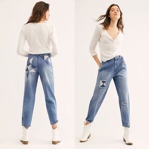 Free People Down to Earth Patched Jeans NWT